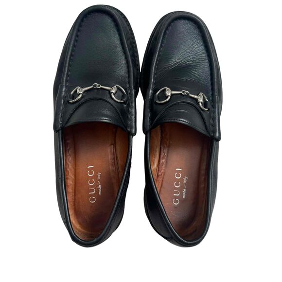 Gucci Black Leather Horsebit Lug Sole Loafers Silver Bit Detail Preppy Designer - Picture 11 of 13